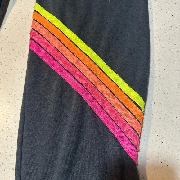 AVIATOR NATION 5 STRIPE SWEATPANTS - PRE-LOVED // NEON RAINBOW - Picture 4 of 12